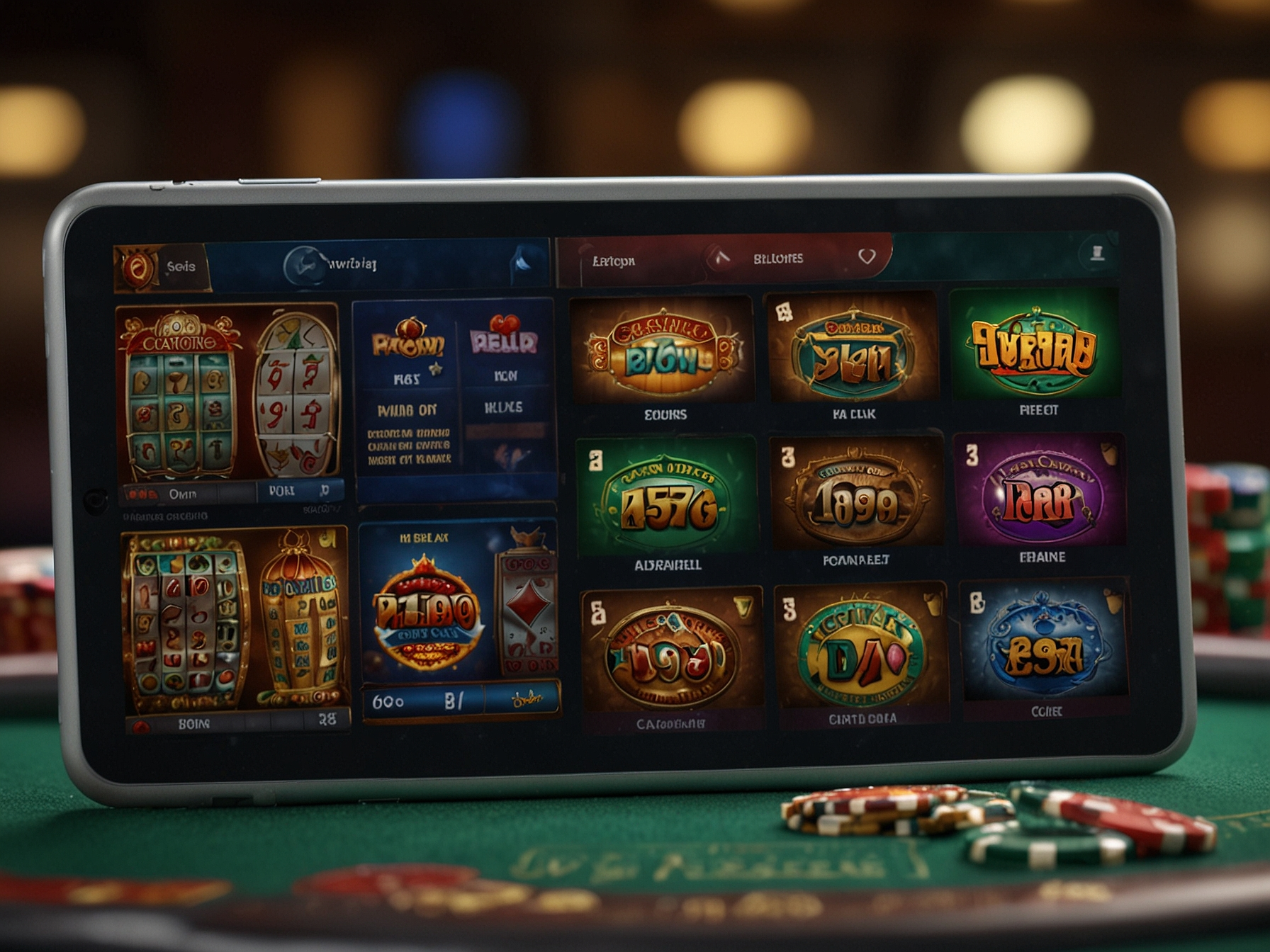 Assortment of casino games on multiple devices
